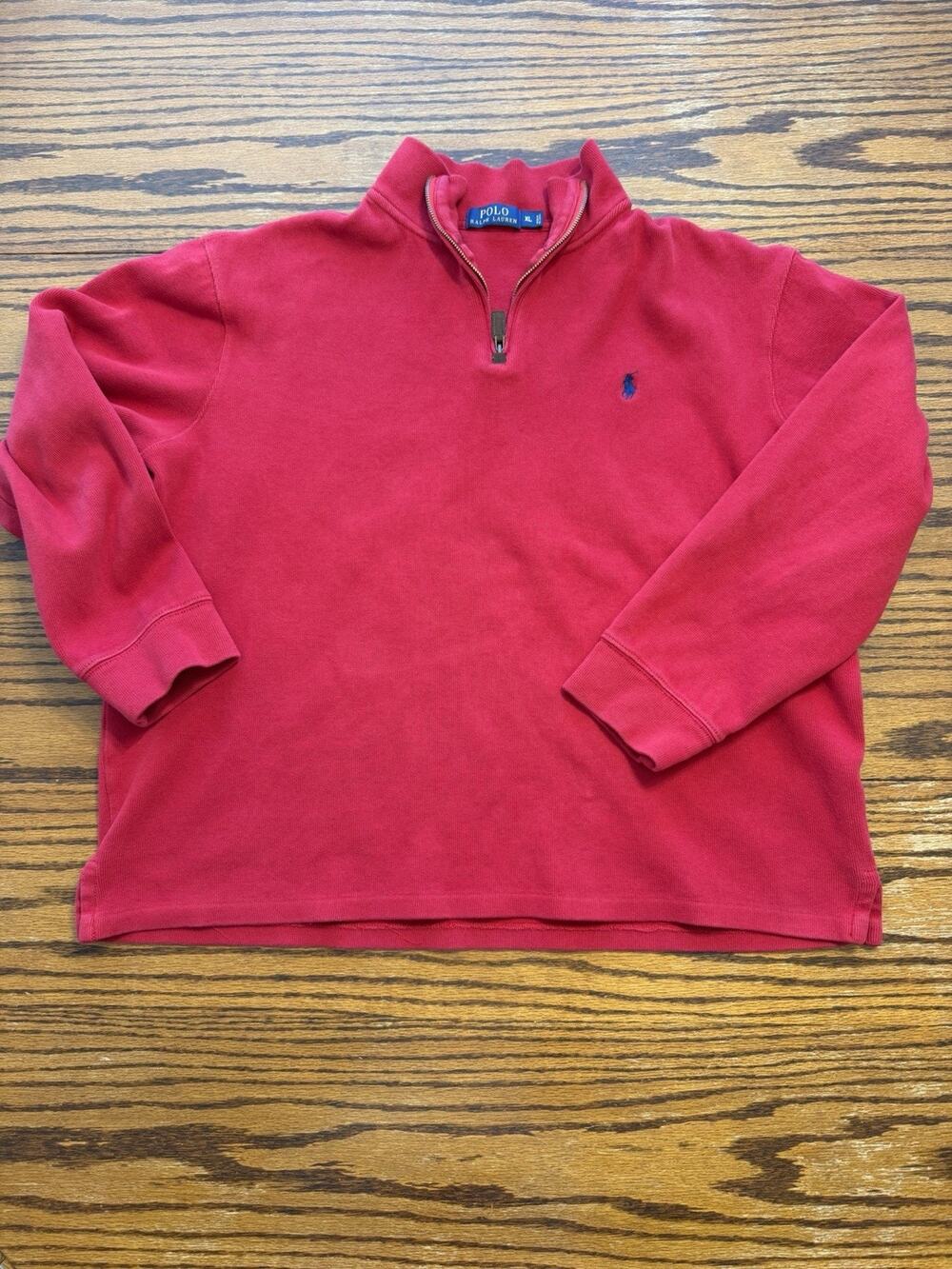 Polo Ralph Lauren Quarter Zip Sweater Mens XL Tall Red Long Sleeve Pullover